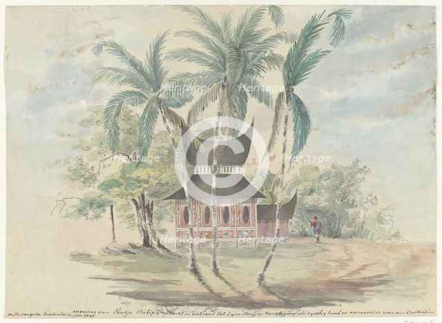 House of Radja Batipo, demolished and burned to his punishment..., (1841).  Creator: Anon.