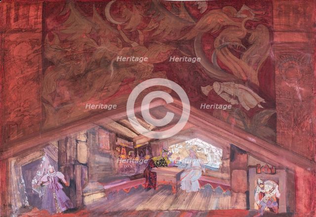 House of the Noblewoman Vera Sheloga. Stage design for the opera The Pskov Maiden by N.... 1932. Creator: Fyodor Fyodorovsky.