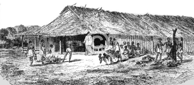 'House of the Caboceer of MBO-GE-LAH; An Excursion in Dahomey', 1871. Creator: J. Alfred Skertchly.