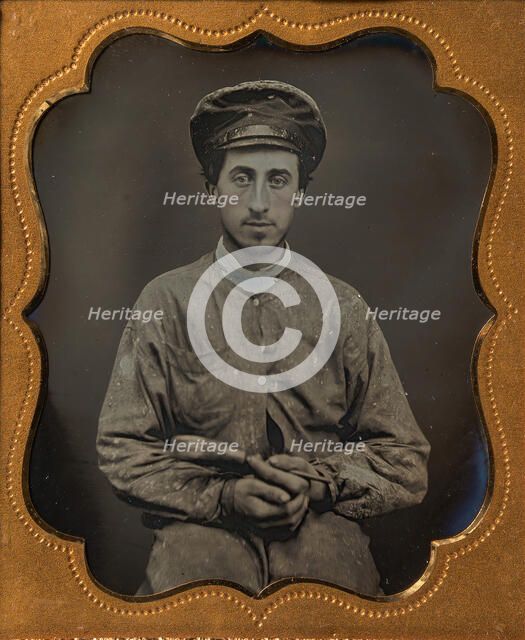 House Painter Wearing a Cap and Holding a Paint Brush, 1850s. Creator: Unknown.