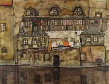 House Wall on the River, 1915. Artist: Schiele, Egon (1890–1918)
