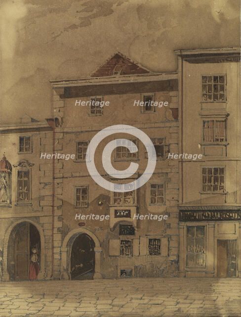 House where Mozart died, on Rauhensteingasse in Vienna. Creator: Wiesböck, Carl L. (1811-1874).