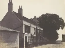 House with Woman on Balcony, Man Standing Below, ca. 1857. Creator: Richard Dykes Alexander