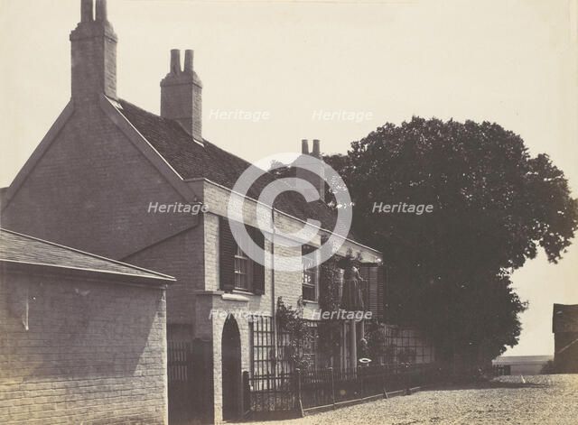 House with Woman on Balcony, Man Standing Below, ca. 1857. Creator: Richard Dykes Alexander.