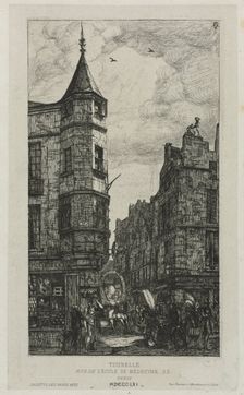 House with a Turret, No. 22, rue de LEcole de Médecine, Paris, (called the Turret of Marat), 1861. Creator: Charles Meryon (French, 1821-1868)