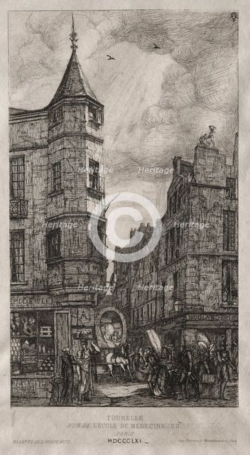 House with a Turret, No. 22 Street of the School of Medicine, 1861. Creator: Charles Meryon (French, 1821-1868).
