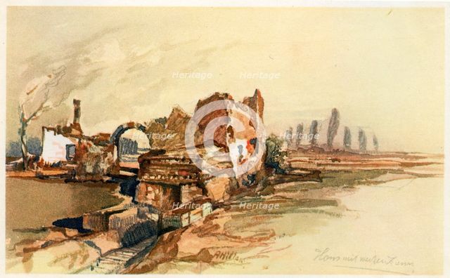 'House with a White Fence', c1914-c1918(?).Artist: Adolf Hitler