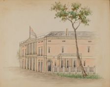 House with Flag, 1935/1942. Creator: Unknown