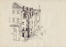 House with mansard roof, Italy, c1950. Creator: Shirley Markham