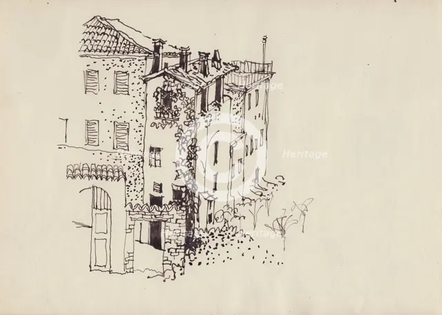 House with mansard roof, Italy, c1950. Creator: Shirley Markham.