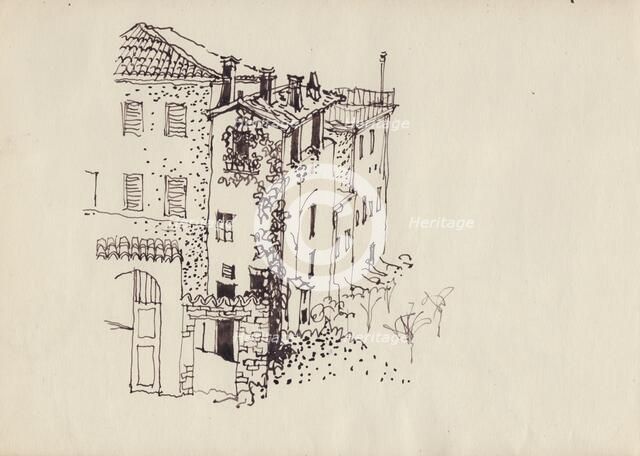 House with mansard roof, Italy, c1950. Creator: Shirley Markham.