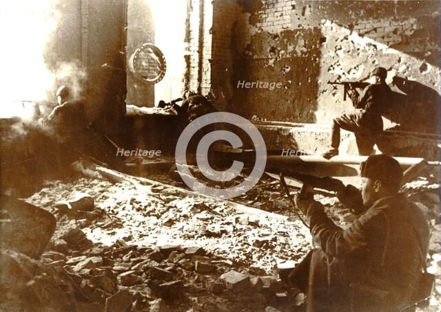 House to house fighting in Stalingrad, 1942. Artist: Unknown