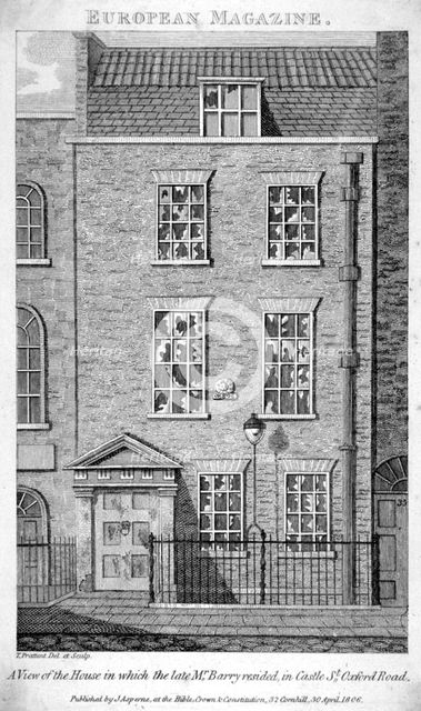 House that the artist James Barry lived in, Eastcastle Street, Marylebone, London, 1806. Artist: Thomas Prattent