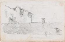 Housetops behind a Wall, probably c. 1754/1765. Creator: Hubert Robert