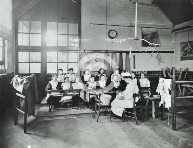 Housewifery lesson, Childeric Road School, Deptford, London, 1908. Artist: Unknown.