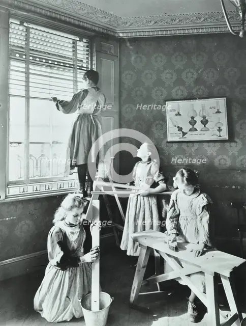 Housewifery lesson, Dulwich Hamlet School, Dulwich Village, London, 1908. Artist: Unknown.