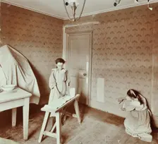 Housewifery lesson, Denmark Hill School, Dulwich, London, 1908