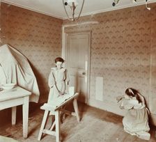 Housewifery lesson, Denmark Hill School, Dulwich, London, 1908