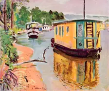 Houseboats, Loch Lomond c1924. Artist: George Leslie Hunter