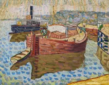 Houseboats on the Dnieper, 1907. Creator: Baranov-Rossiné, Vladimir Davidovich (1888-1942)