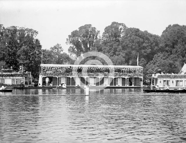 Houseboats on the river during the Henley Regatta, Henley-on-Thames, Oxfordshire, c1860-c1920. Artist: Henry Taunt