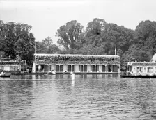 Houseboats on the river during the Henley Regatta, Henley-on-Thames, Oxfordshire, c1860-c1920. Artist: Henry Taunt