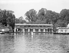 Houseboats on the river during the Henley Regatta, Henley-on-Thames, Oxfordshire, c1860-c1920. Artist: Henry Taunt