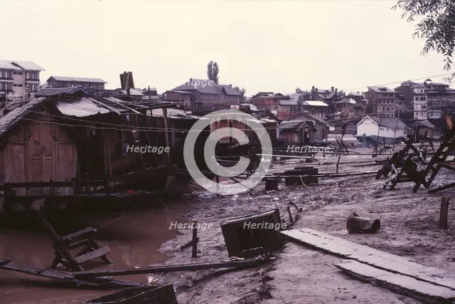 Houseboats on Dal Lake, Srinagar, India, 1988. Creator: Amanda Waite.