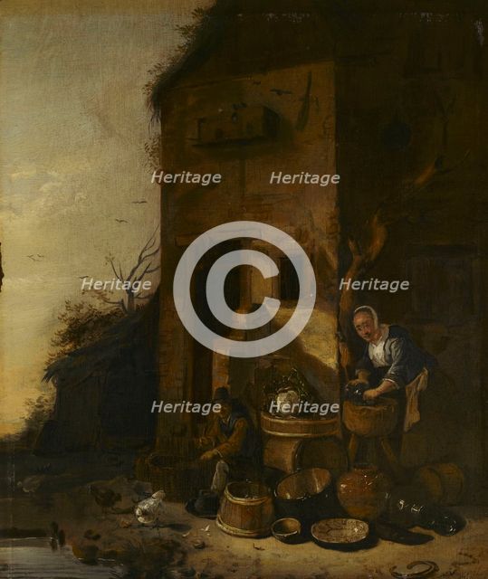 Household Chores, c1650s. Creator: Egbert van der Poel.