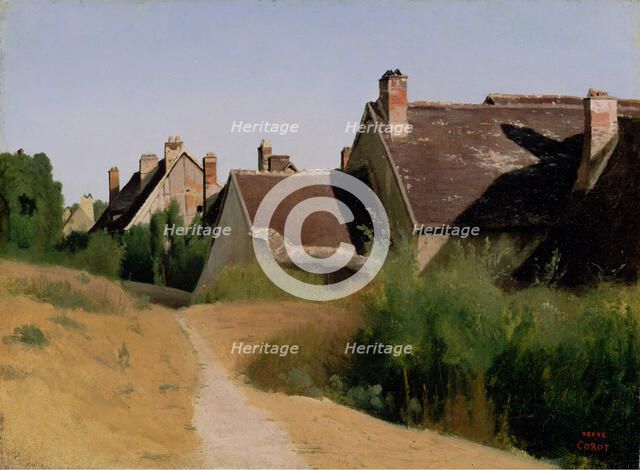 Houses near Orléans (Maisons aux Environs d'Orléans), about 1830. Creator: Jean-Baptiste-Camille Corot.
