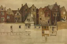 Houses of Old Antwerp, Handschoenmarkt, 1866. Creator: Jan August Hendrik Leys