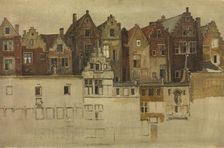 Houses of Old Antwerp, Handschoenmarkt, 1866. Creator: Jan August Hendrik Leys
