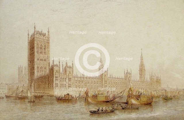 Houses of Parliament, 1851. Creator: George Baxter.