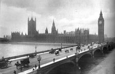 Houses of Parliament and Westminster Bridge 1919. Artist: Garratt & Atkinson