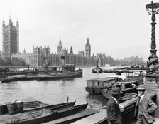 Houses of Parliament from Albert Embankment, Westminter, London, c1930s. Creator: Unknown