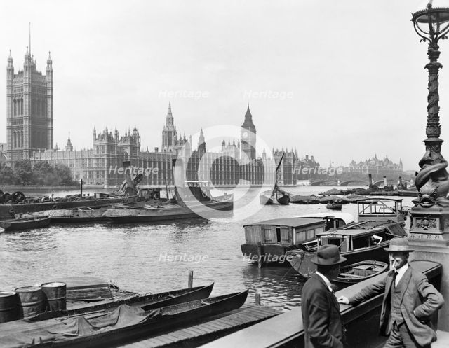 Houses of Parliament from Albert Embankment, Westminter, London, c1930s. Creator: Unknown.