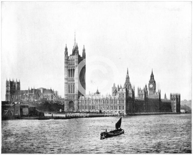 Houses of Parliament, London, late 19th century.Artist: John L Stoddard