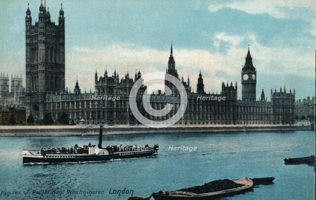 'Houses of Westminster, London', 1907, (c1900-1930). Artist: Unknown.