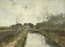 Houses on a dyke, 1870-1888. Creator: Anton Mauve
