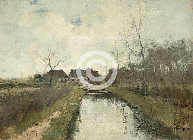 Houses on a dyke, 1870-1888.  Creator: Anton Mauve.