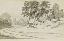 Houses on a path in a landscape, 1783. Creator: Johannes Huibert Prins