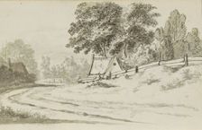 Houses on a path in a landscape, 1783. Creator: Johannes Huibert Prins