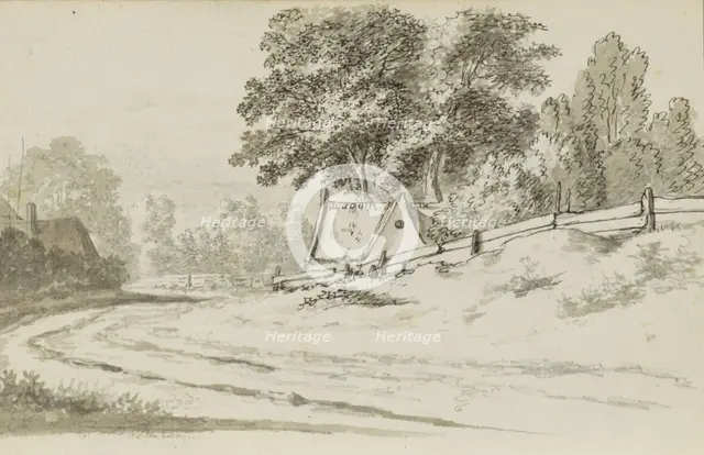 Houses on a path in a landscape, 1783. Creator: Johannes Huibert Prins.