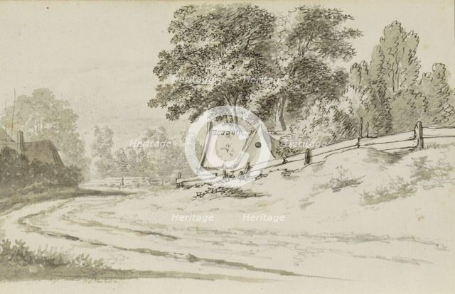 Houses on a path in a landscape, 1783. Creator: Johannes Huibert Prins.