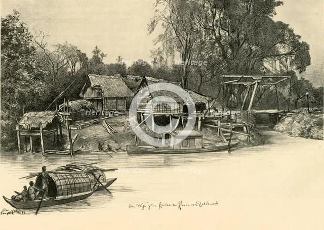 Houses on stilts, Bangkok, Siam, 1898.  Creator: Christian Wilhelm Allers.