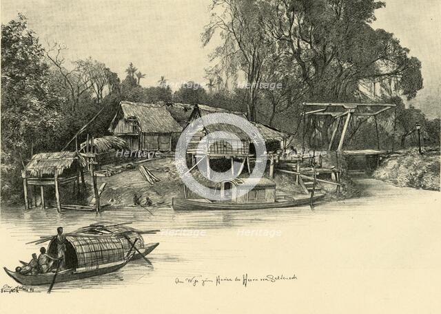 Houses on stilts, Bangkok, Siam, 1898.  Creator: Christian Wilhelm Allers.