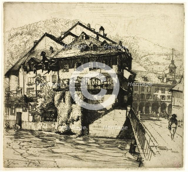 Houses on the Aare, Switzerland, 1908. Creator: Donald Shaw MacLaughlan.