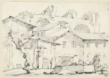 Houses on the North Side of the Forum with the Basilica of Maxentius Beyond, 1746/1749. Creator: Joseph-Marie Vien the Elder
