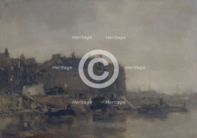 Houses on the Prins Hendrikkade, Amsterdam, on a Misty Day, 1899. Creator: Jacob Henricus Maris.