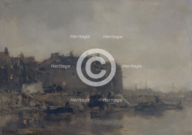 Houses on the Prins Hendrikkade, Amsterdam, on a Misty Day, 1899. Creator: Jacob Henricus Maris.